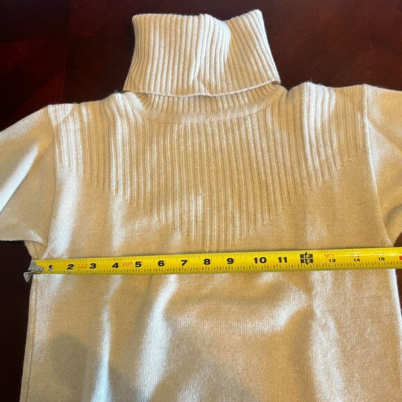 Mary‎ Ann Restivo Womens  Turtleneck Sweater 100% Cashmere S Beige Ribbed - Picture 6 of 9